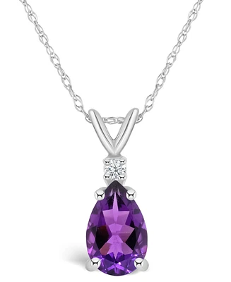 Amethyst (1 ct. t.w.) and Diamond Accent Pendant Necklace 14K Yellow Gold or White