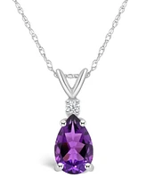 Amethyst (1 ct. t.w.) and Diamond Accent Pendant Necklace 14K Yellow Gold or White