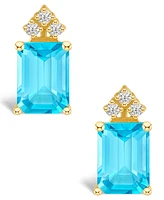 Topaz (4 ct. t.w.) and Diamond (1/8 ct. t.w.) Stud Earrings in 14K Yellow Gold or 14K White Gold