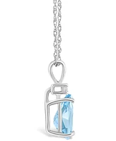 Aquamarine (1 ct. t.w.) and Diamond Accent Pendant Necklace 14K Yellow Gold or White