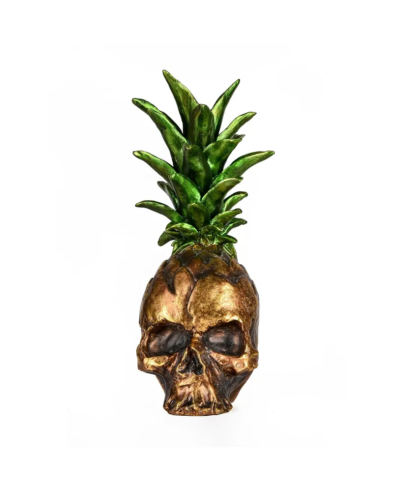 National Tree Company 14" Halloween Pineapple Skull Tabletop Decor - Gold