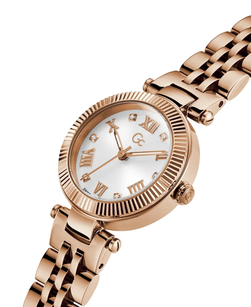 Guess Gc Flair Women's Swiss Rose Gold-Tone Stainless Steel Bracelet Watch 28mm - Rose Gold