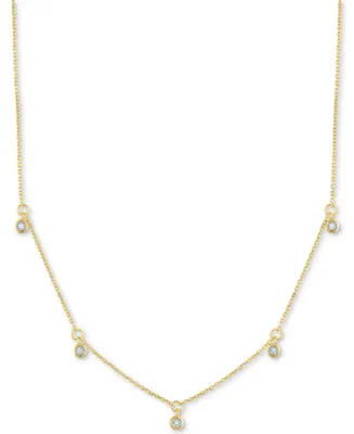Diamond Accent Dangle Necklace Sterling Silver or 14k Gold-Plated Silver, 16" + 2" extender