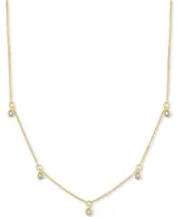 Diamond Accent Dangle Necklace Sterling Silver or 14k Gold-Plated Silver, 16" + 2" extender