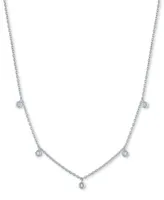 Diamond Accent Dangle Necklace Sterling Silver or 14k Gold-Plated Silver, 16" + 2" extender