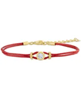 Diamond Accent Cord Bracelet in Sterling Silver or 14k Gold-Plated Sterling Silver - Gold