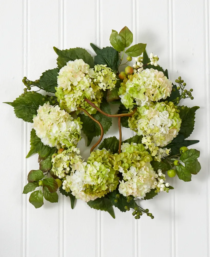 Nearly Natural 22" Hydrangea Wreath