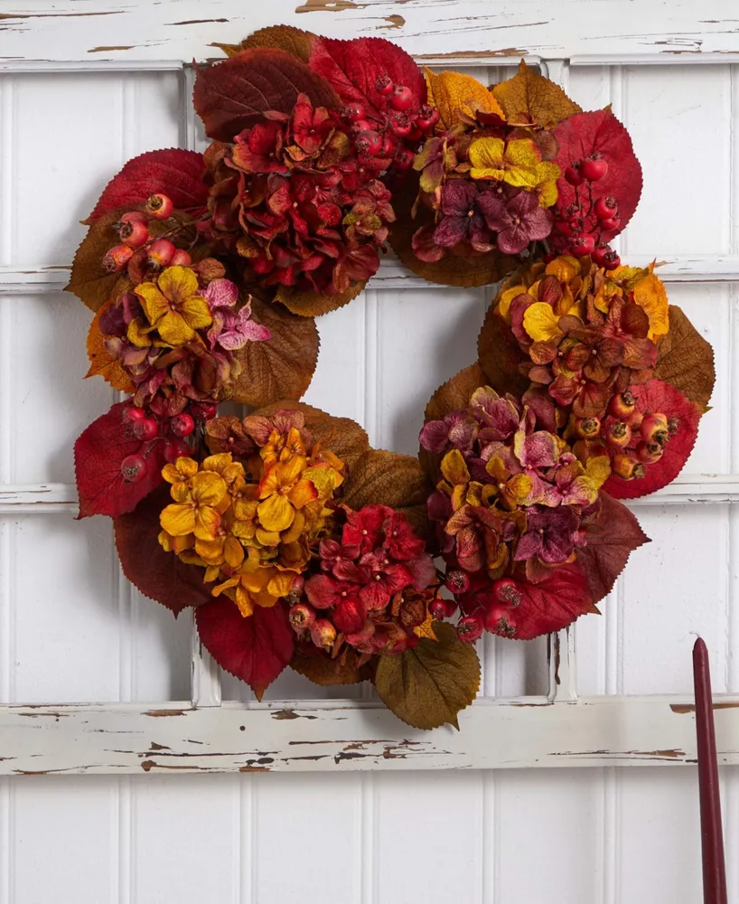 Nearly Natural 24" Fall Hydrangea Wreath