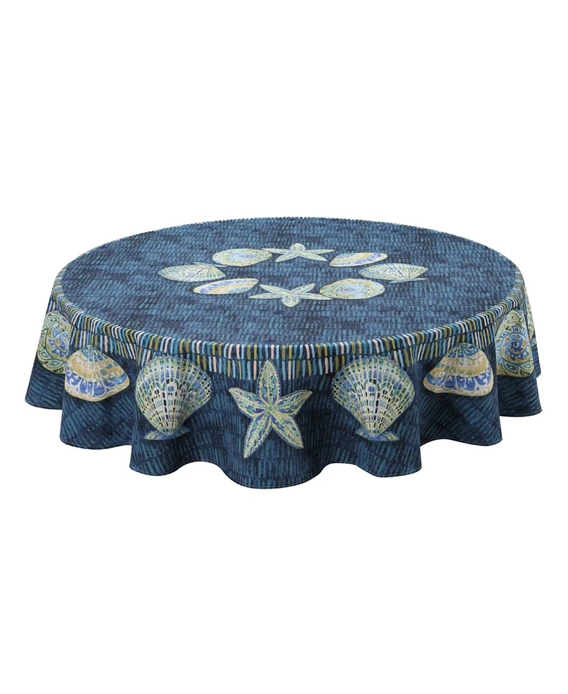 Laural Home Embellished Shells 70" Round Tablecloth