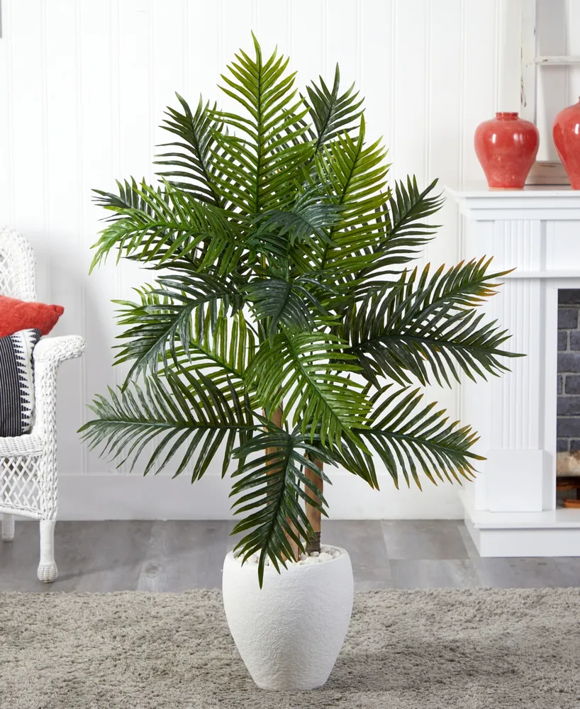 Nearly Natural 5' Areca Palm Artificial Tree in White Planter