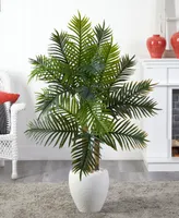 Nearly Natural 5' Areca Palm Artificial Tree in White Planter