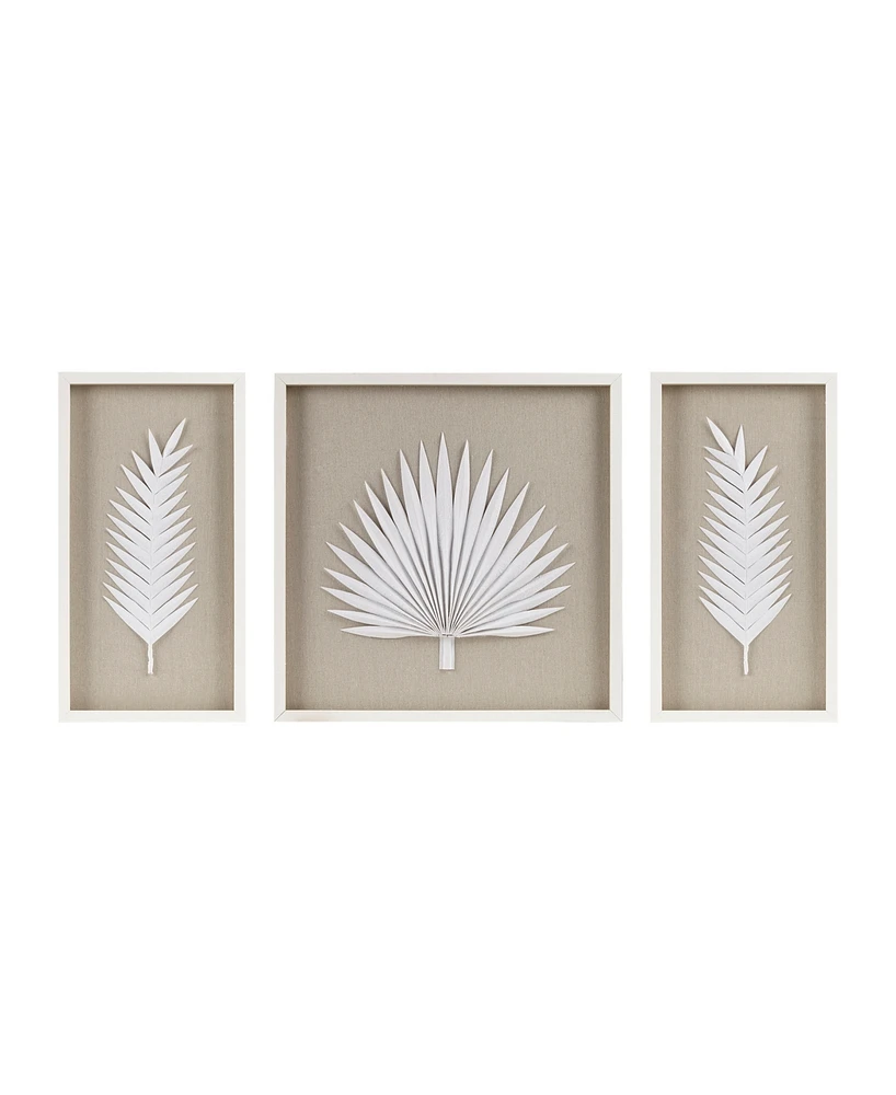 Madison Park Sabal Palm Rice Paper Framed Shadow Box Set, 3 Piece