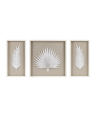 Madison Park Sabal Palm Rice Paper Framed Shadow Box Set, 3 Piece