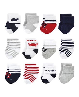 Luvable Friends Baby Boys Newborn Terry Socks, Nautical, 6-12 Months