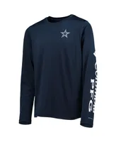 Big Boys Columbia Navy and White Dallas Cowboys Terminal Tackle Omni-Shade Long Sleeve T-shirt