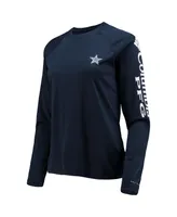 Women's Columbia Navy and White Dallas Cowboys Tidal Omni-Shade Raglan Long Sleeve T-shirt