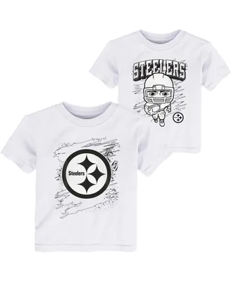 Toddler Boys White Pittsburgh Steelers Coloring Activity Two-Pack T-shirt Set