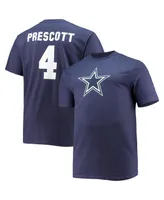 Men's Fanatics Dak Prescott Navy Dallas Cowboys Big and Tall Player Name Number T-shirt