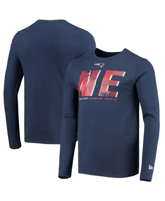 Men's New Era Navy England Patriots Combine Authentic Static Abbreviation Long Sleeve T-shirt