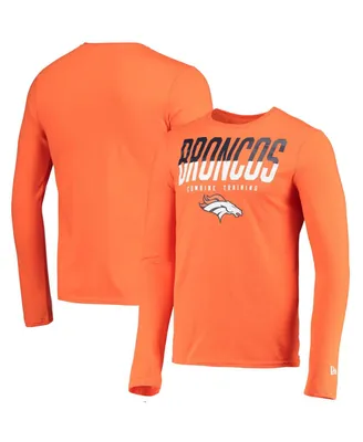 Men's New Era Orange Denver Broncos Combine Authentic Split Line Long Sleeve T-shirt