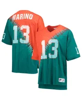 Men's Mitchell & Ness Dan Marino Orange, Aqua Miami Dolphins Retired Player Name and Number Diagonal Tie-Dye V-Neck T-shirt