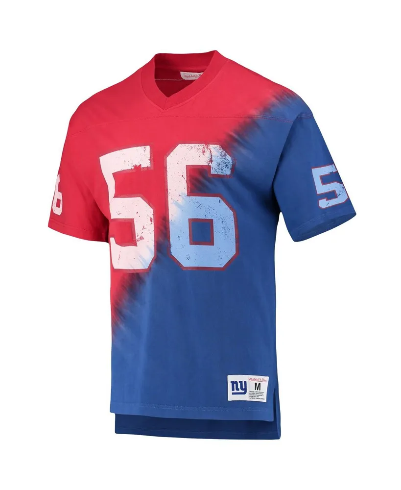 Men's Mitchell & Ness Lawrence Taylor Red, Royal New York Giants Retired Player Name and Number Diagonal Tie-Dye V-Neck T-shirt