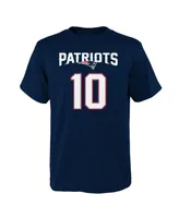 Big Boys Mac Jones Navy New England Patriots Mainliner Name and Number T-shirt