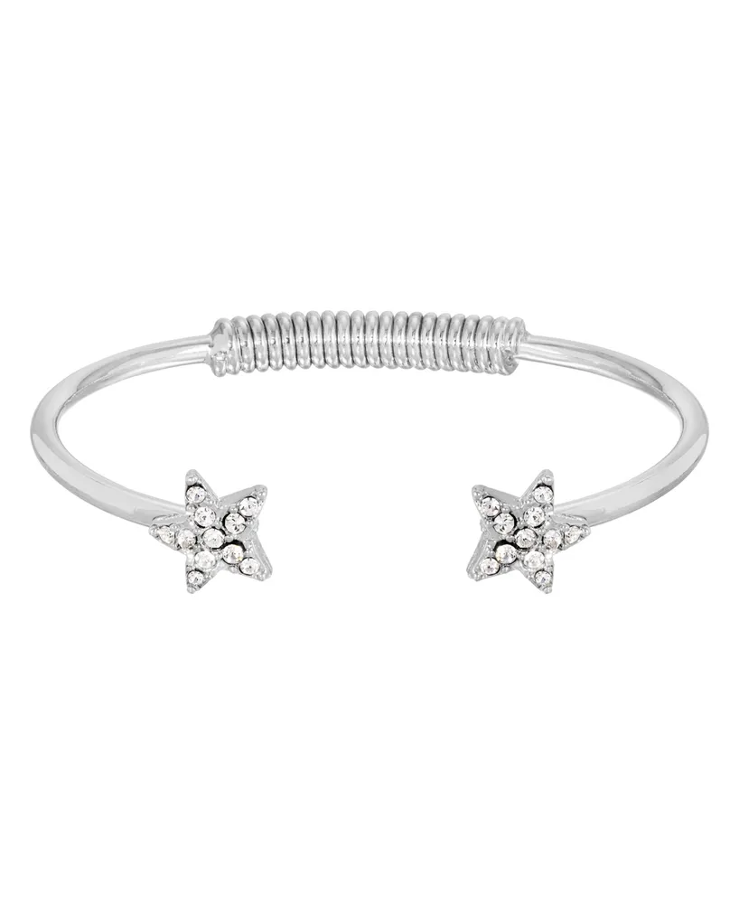 2028 Silver-Tone Crystal Star Spring Bracelet