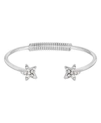 2028 Silver-Tone Crystal Star Spring Bracelet
