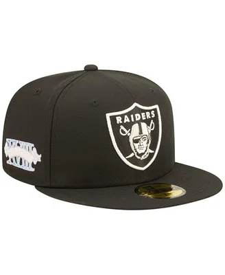 Men's New Era Black Las Vegas Raiders Super Bowl Xviii Pop Sweat 59FIFTY Fitted Hat