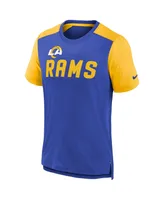 Big Boys Nike Heathered Royal, Gold Los Angeles Rams Colorblock Team Name T-shirt