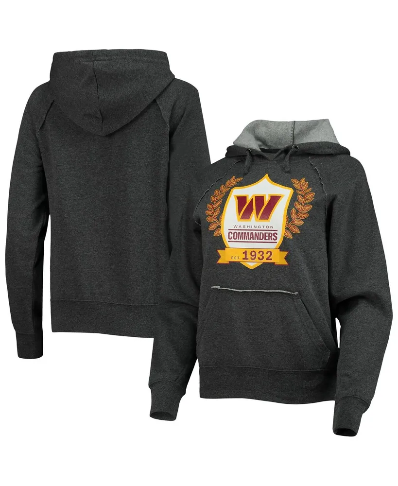 Women's New Era Heathered Charcoal Washington Commanders Raglan Pullover Hoodie