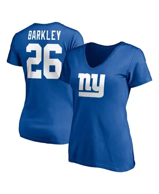 Women's Fanatics Saquon Barkley Royal New York Giants Player Icon Name and Number V-Neck T-shirt