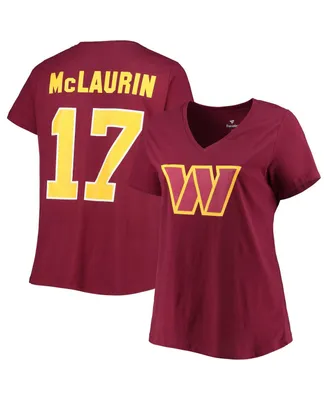 Women's Fanatics Terry McLaurin Burgundy Washington Commanders Plus Size Player Name and Number V-Neck T-shirt