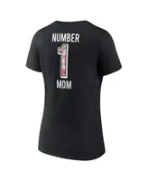 Women's Fanatics Black Las Vegas Raiders Plus Size Mother's Day #1 Mom V-Neck T-shirt