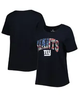 Women's Fanatics Navy New York Giants Plus Size Banner Wave V-Neck T-shirt