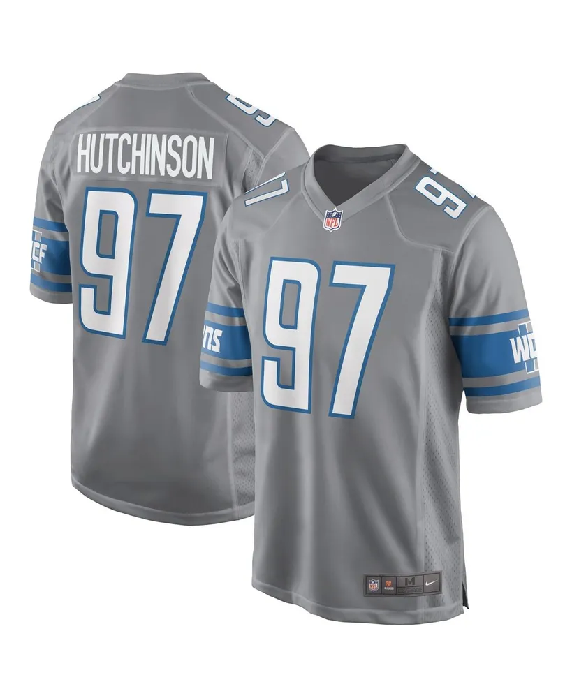 Women's Majestic Threads Aidan Hutchinson Blue Detroit Lions Name & Number  Raglan 3/4 Sleeve T-Shirt