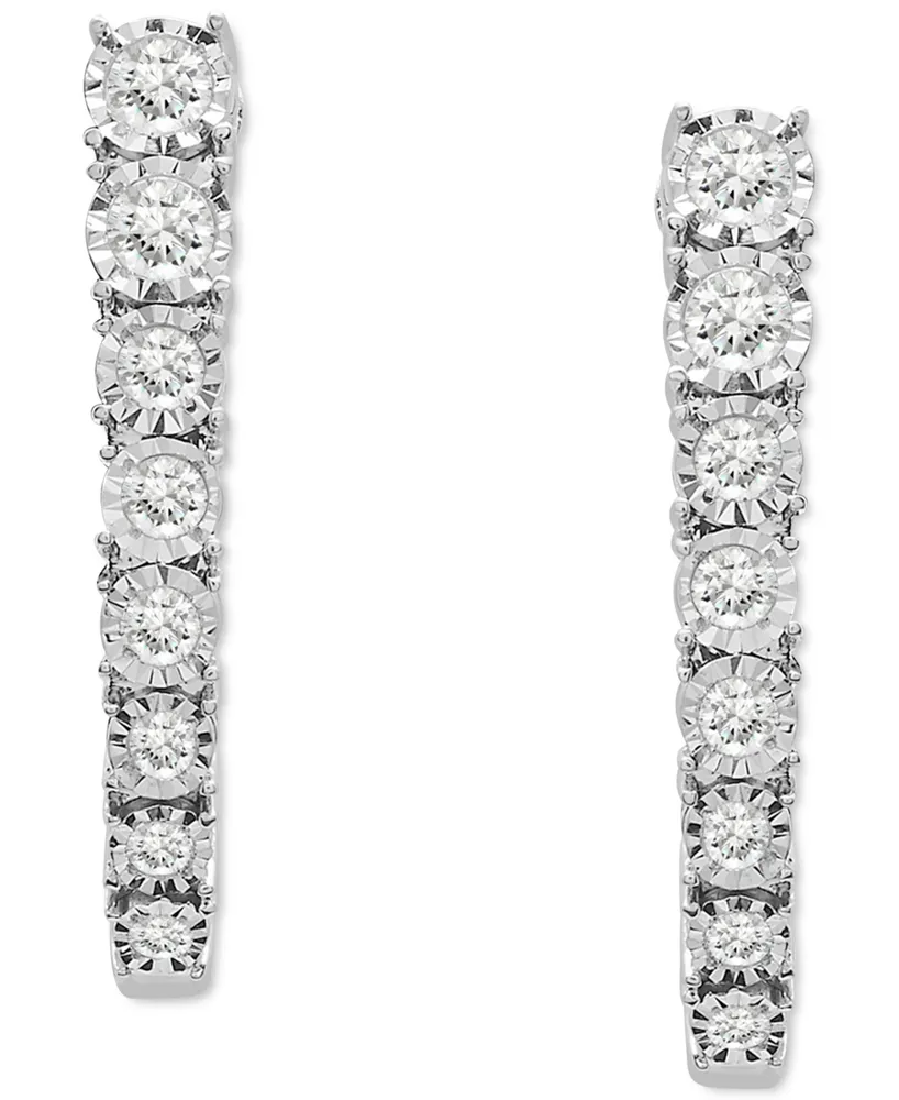 Wrapped in Love Diamond Graduated Oval Hoop Earrings (1 ct. t.w.) in Sterling Silver, Created for Macy's