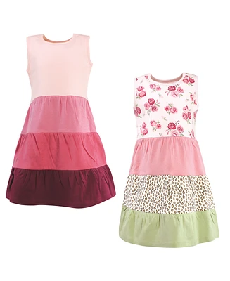 Hudson Baby Big Girls Hudson Cotton Dresses, Blush Rose Leopard