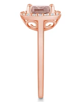 Macy's Morganite (2 ct. t.w.) and Diamond (1/4 Halo Ring 14K Rose Gold