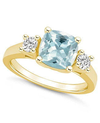 Macy's Aquamarine (2 ct. t.w.) and Diamond (1/3 Ring 14K Yellow Gold
