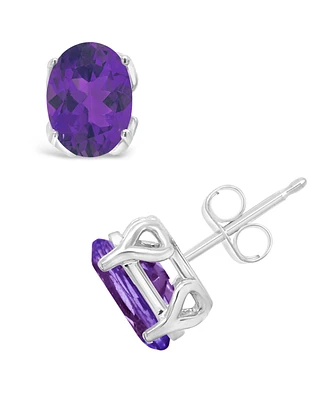 Macy's Amethyst (2-3/8 ct. t.w.) Stud Earrings in 14K White Gold