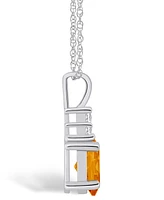 Macy's Citrine (1-1/5 Ct. T.w.) and Diamond (1/10 Ct. T.w.) Pendant Necklace in 14K Gold