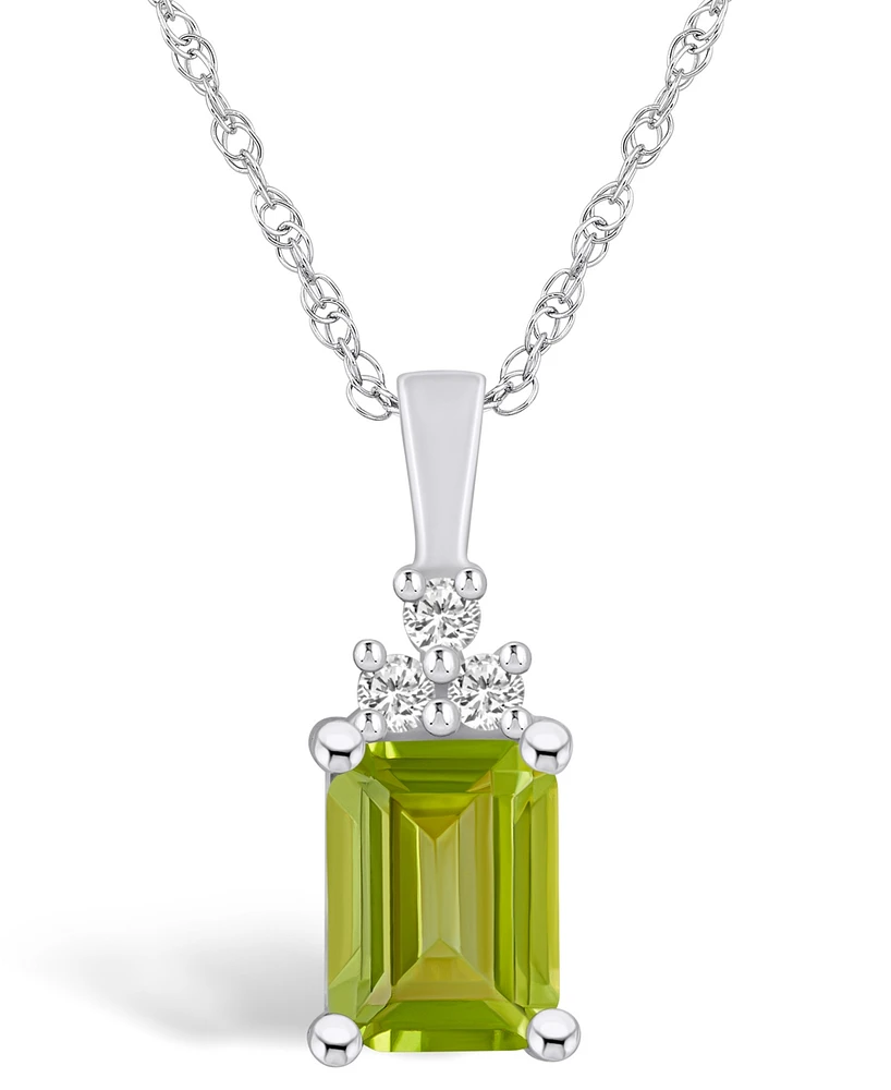 Macy's Peridot (1-3/4 Ct. T.w.) and Diamond (1/10 Ct. T.w.) Pendant Necklace in 14K Gold