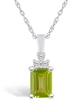 Macy's Peridot (1-3/4 Ct. T.w.) and Diamond (1/10 Ct. T.w.) Pendant Necklace in 14K Gold