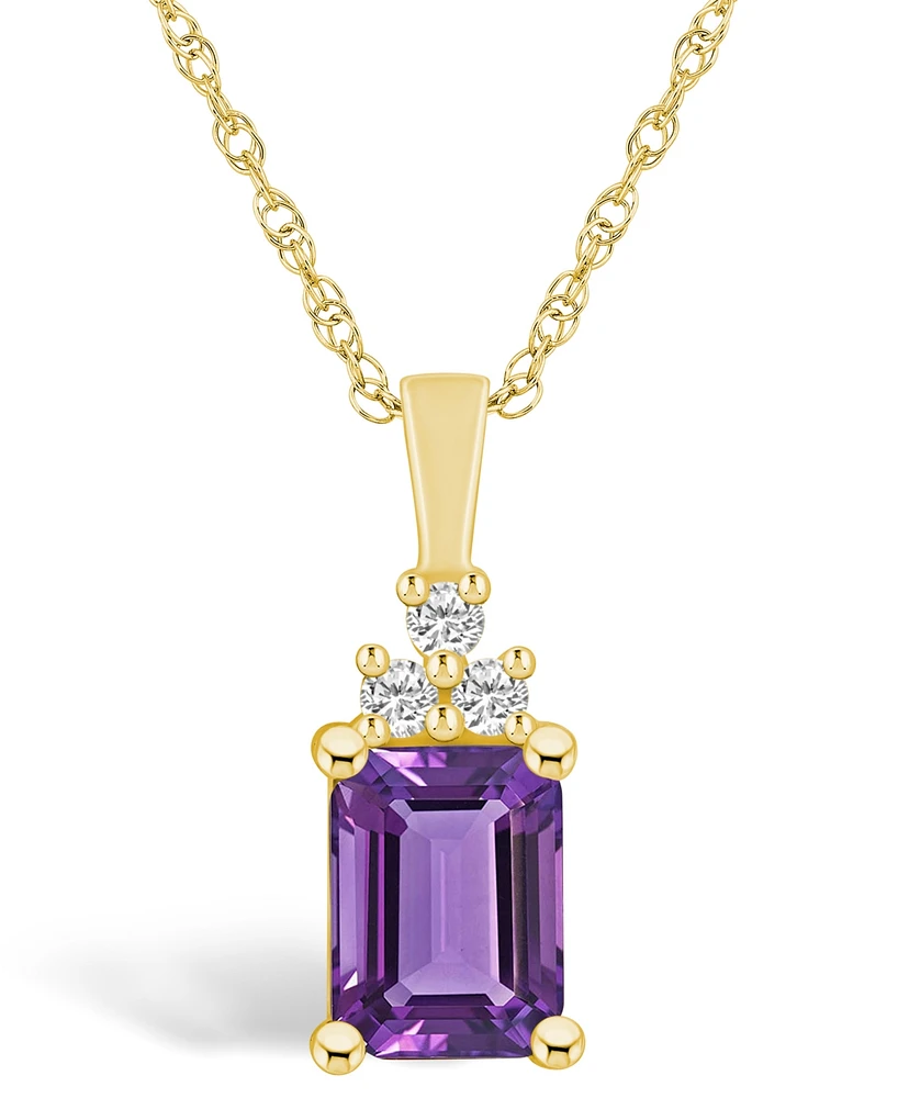 Macy's Amethyst (1-5/8 Ct. T.w.) and Diamond (1/10 Ct. T.w.) Pendant Necklace in 14K Yellow Gold