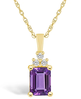 Macy's Amethyst (1-5/8 Ct. T.w.) and Diamond (1/10 Ct. T.w.) Pendant Necklace in 14K Yellow Gold