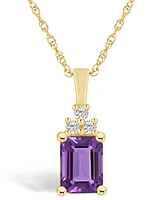 Macy's Amethyst (1-5/8 Ct. T.w.) and Diamond (1/10 Ct. T.w.) Pendant Necklace in 14K Yellow Gold