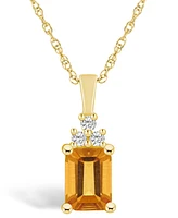 Macy's Citrine (1-5/8 Ct. T.w.) and Diamond (1/10 Ct. T.w.) Pendant Necklace in 14K Yellow Gold