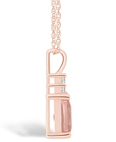 Macy's Morganite (1-3/8 Ct. T.w.) and Diamond (1/10 Ct. T.w.) Pendant Necklace in 14K Rose Gold